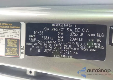 2024 Kia Forte Lxs from USA, damaged, VIN 3KPF24AD7RE714564